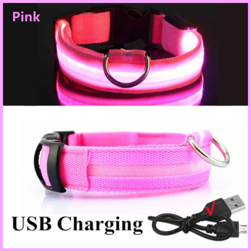 USB Rechargeable Luminous Collar for Large Small Dogs