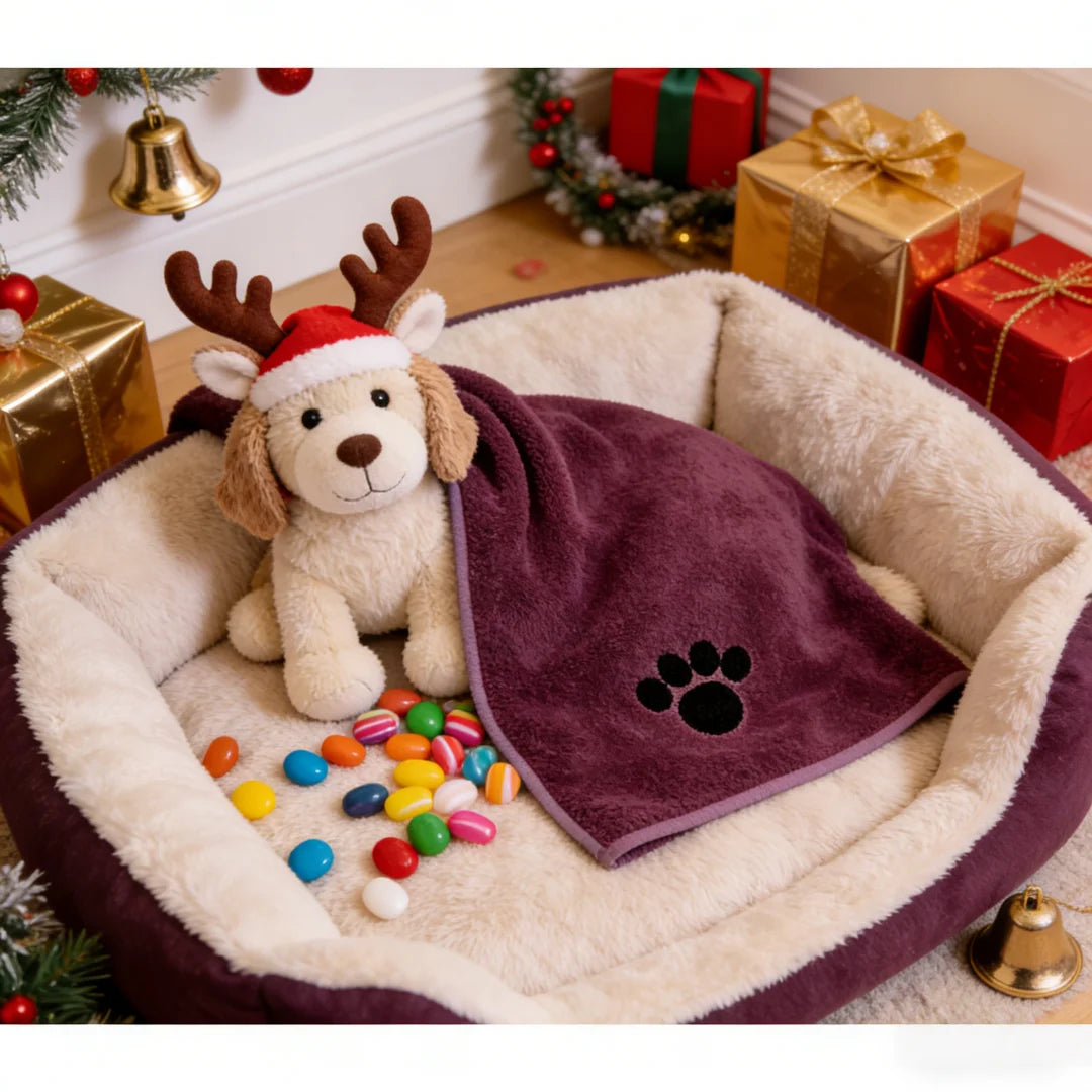 Christmas Dog Bath Towel - Absorbent