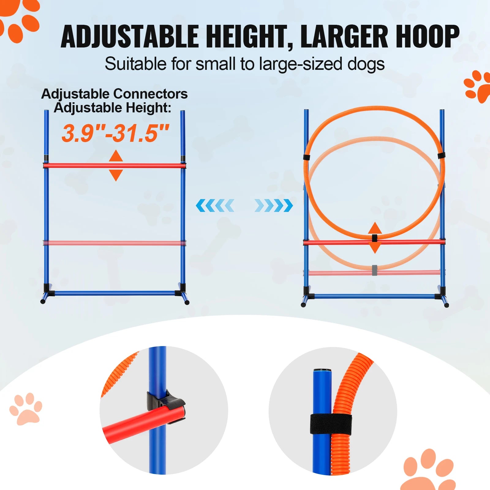 Dog Agility Training Equipment 4 PCS Set with Adjustable High Hurdles