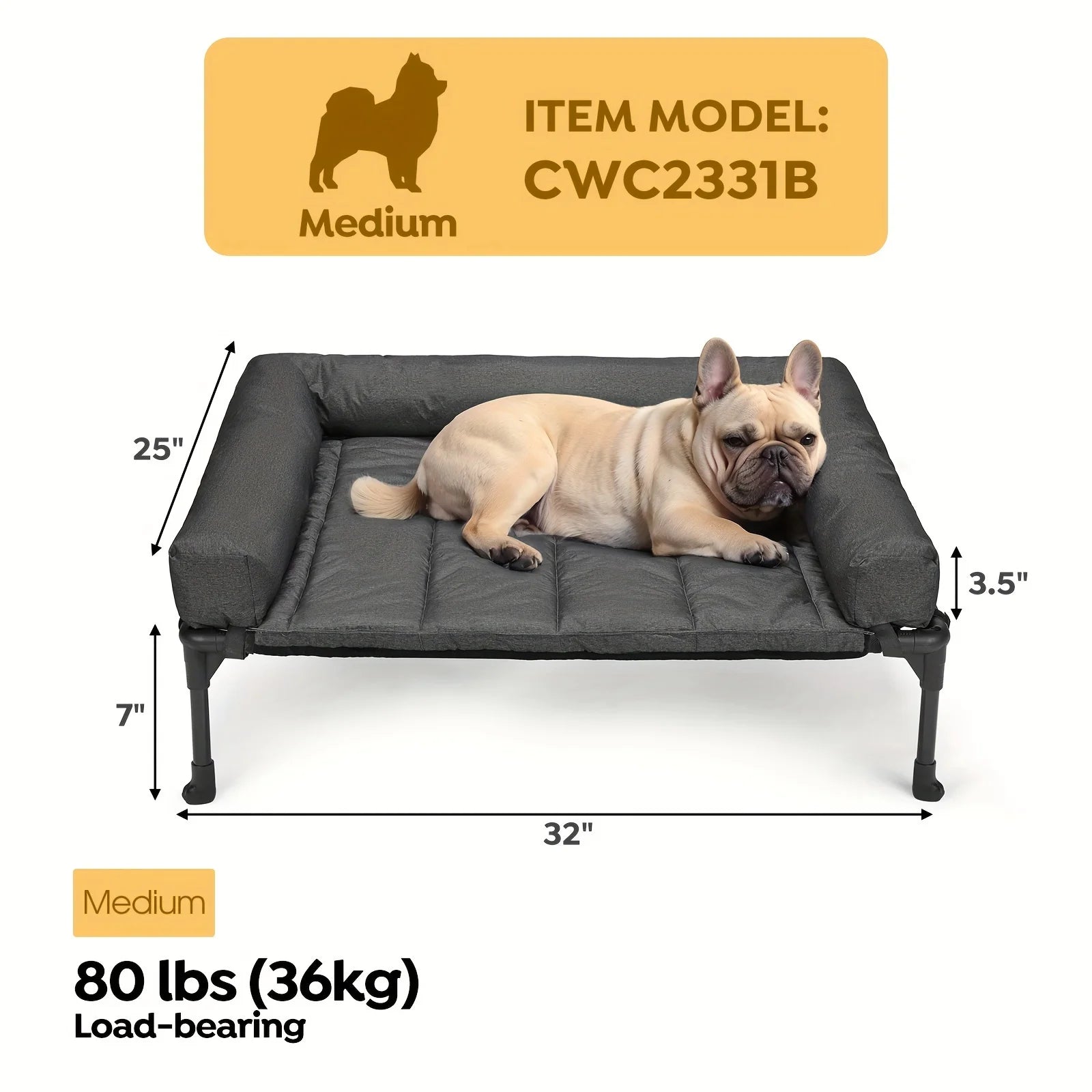 Cooling Elevated Dog Bed + Removable Pillow-Top Mat
