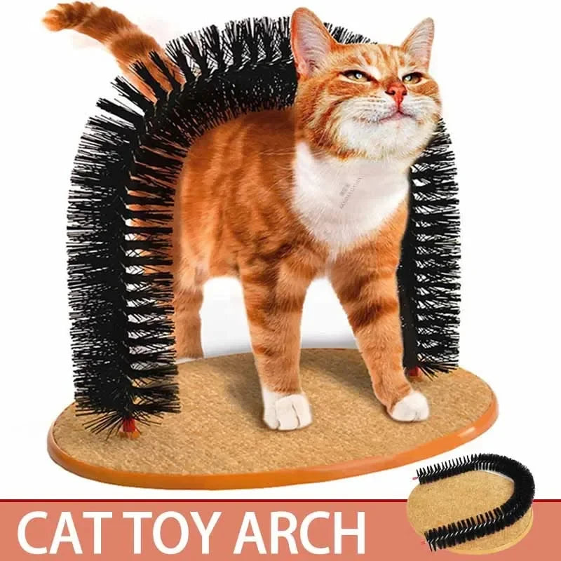 Cat Massage Grooming Rubbing Brush with Scratching Pad