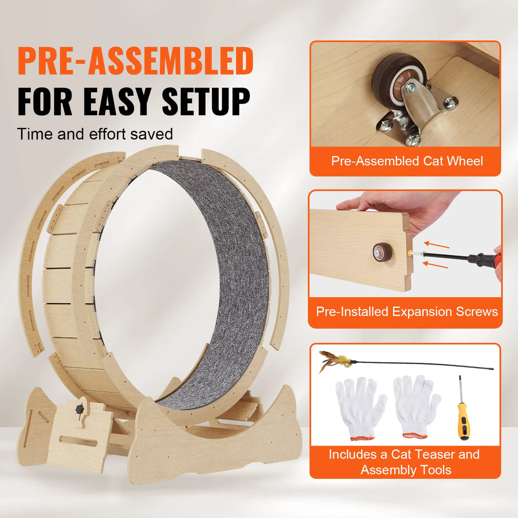SucceBuy Wooden Cat Exercise Wheel