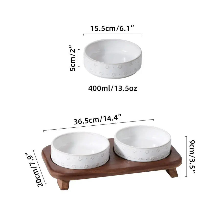 6.1inch Raised Double Cat Bowls Set