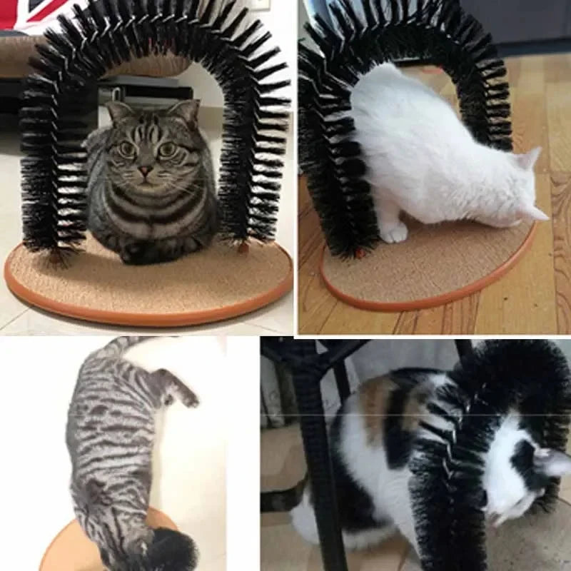 Cat Massage Grooming Rubbing Brush with Scratching Pad