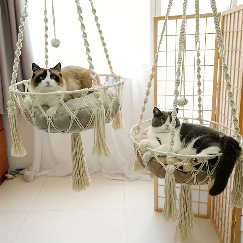 Extra Large Hand-woven Cotton Rope Cat Hammock