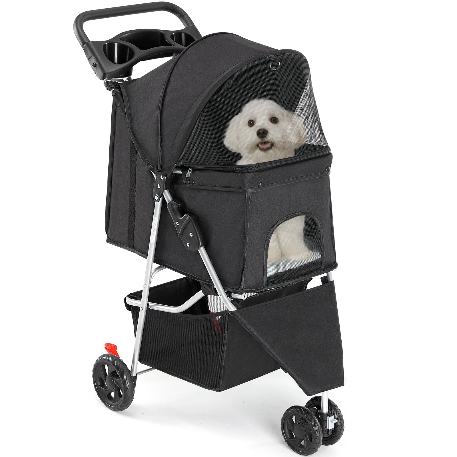 3 Wheels Foldable Pet Stroller for Small Dogs and Cats