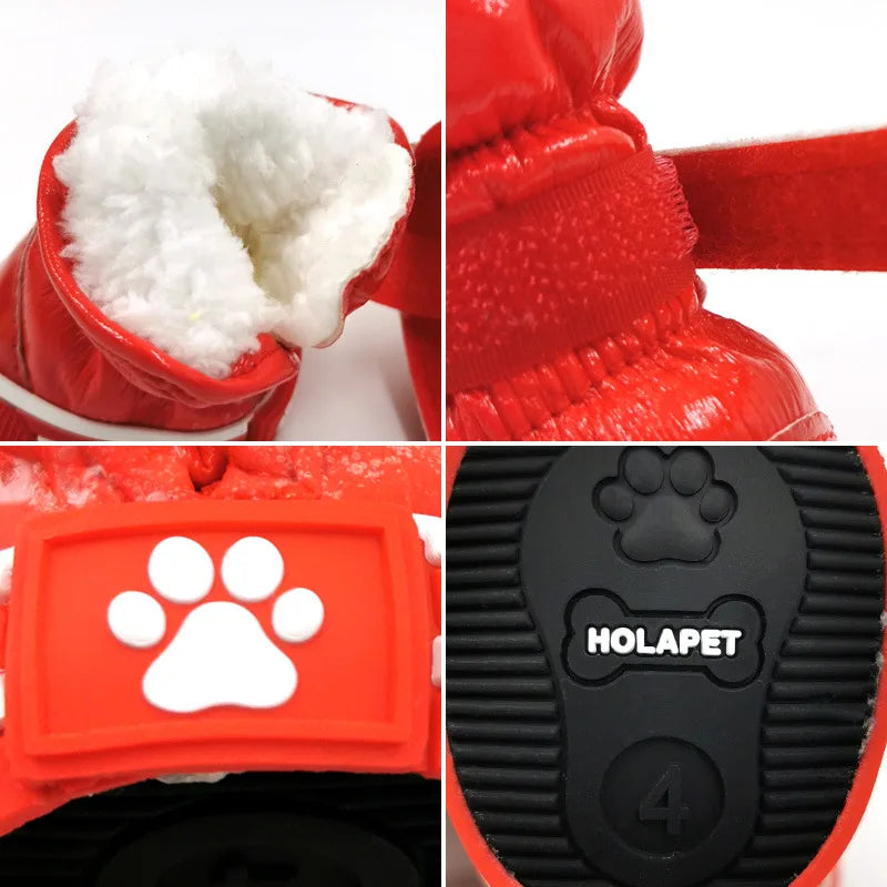 4Pcs/set Pet Shoes Winter Warm Waterproof
