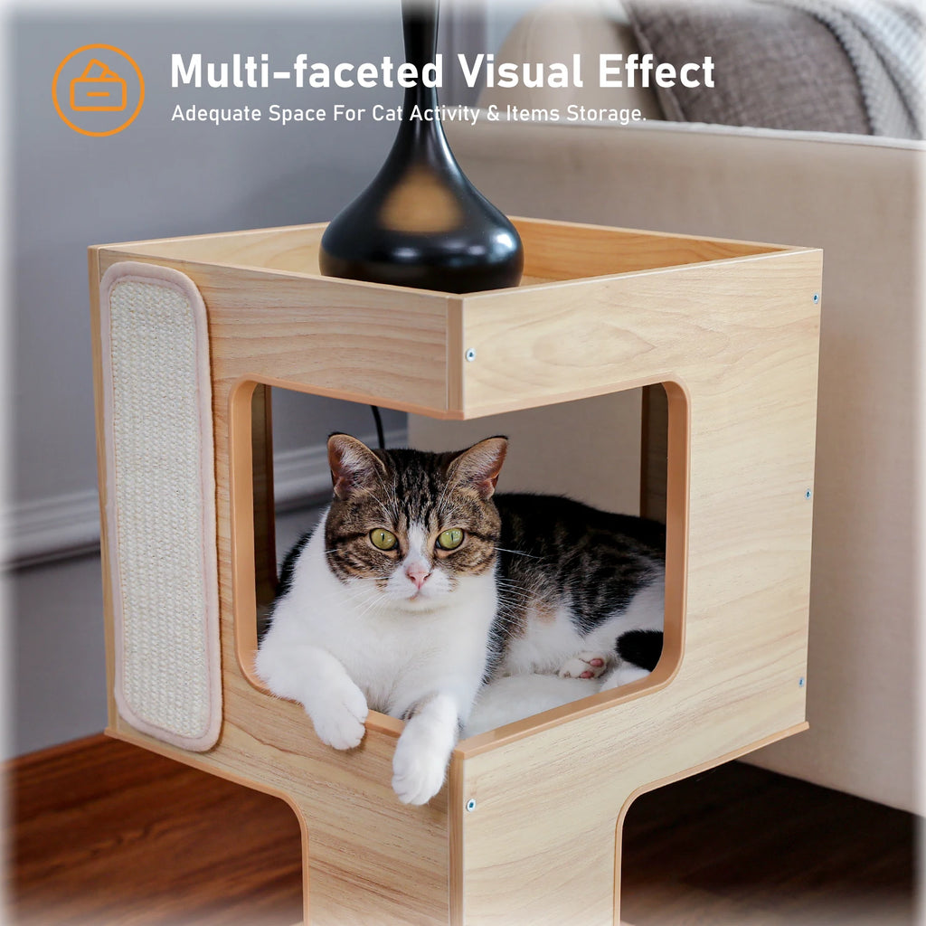 Wood Cat Condo House Bed
