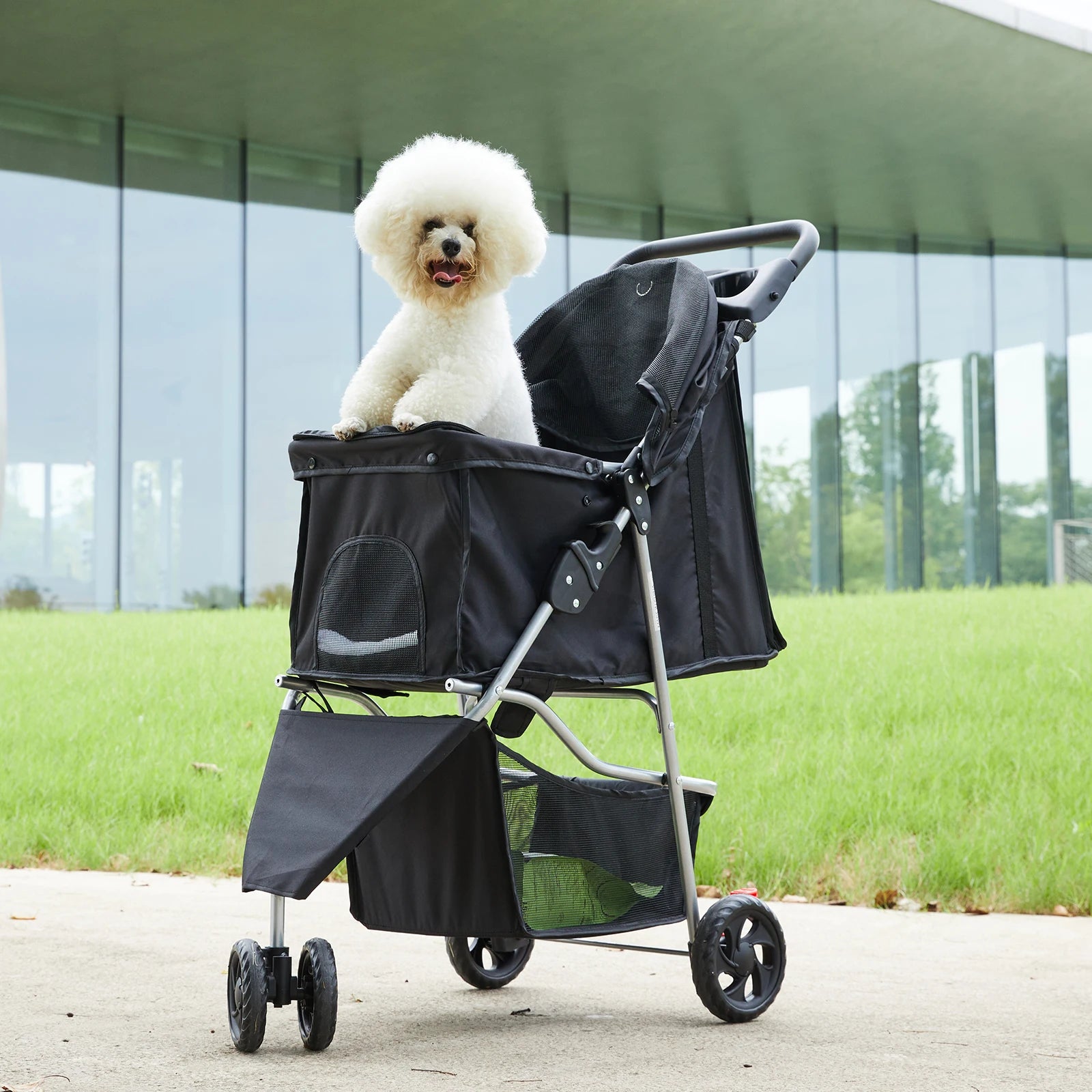 3 Wheels Foldable Pet Stroller for Small Dogs and Cats
