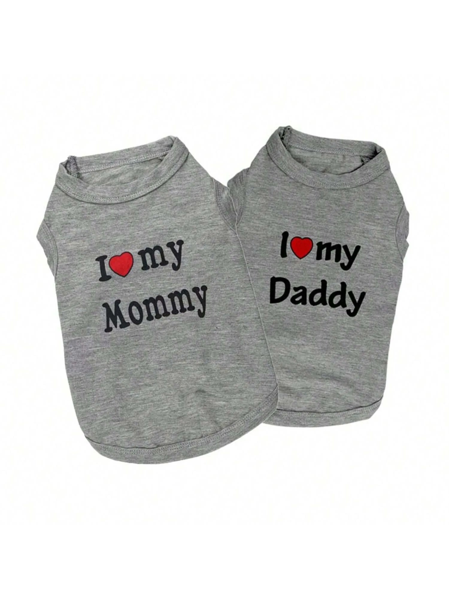 Pet Dog Vest T-Shirt I Love My Daddy Mommy Vest