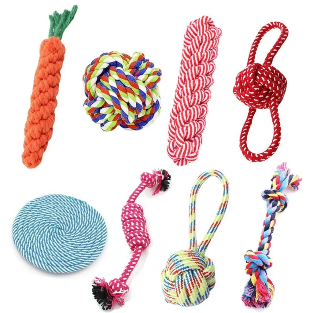 1pc Dog Toy Carrot Knot Rope Ball Cotton Rope Dumbbell
