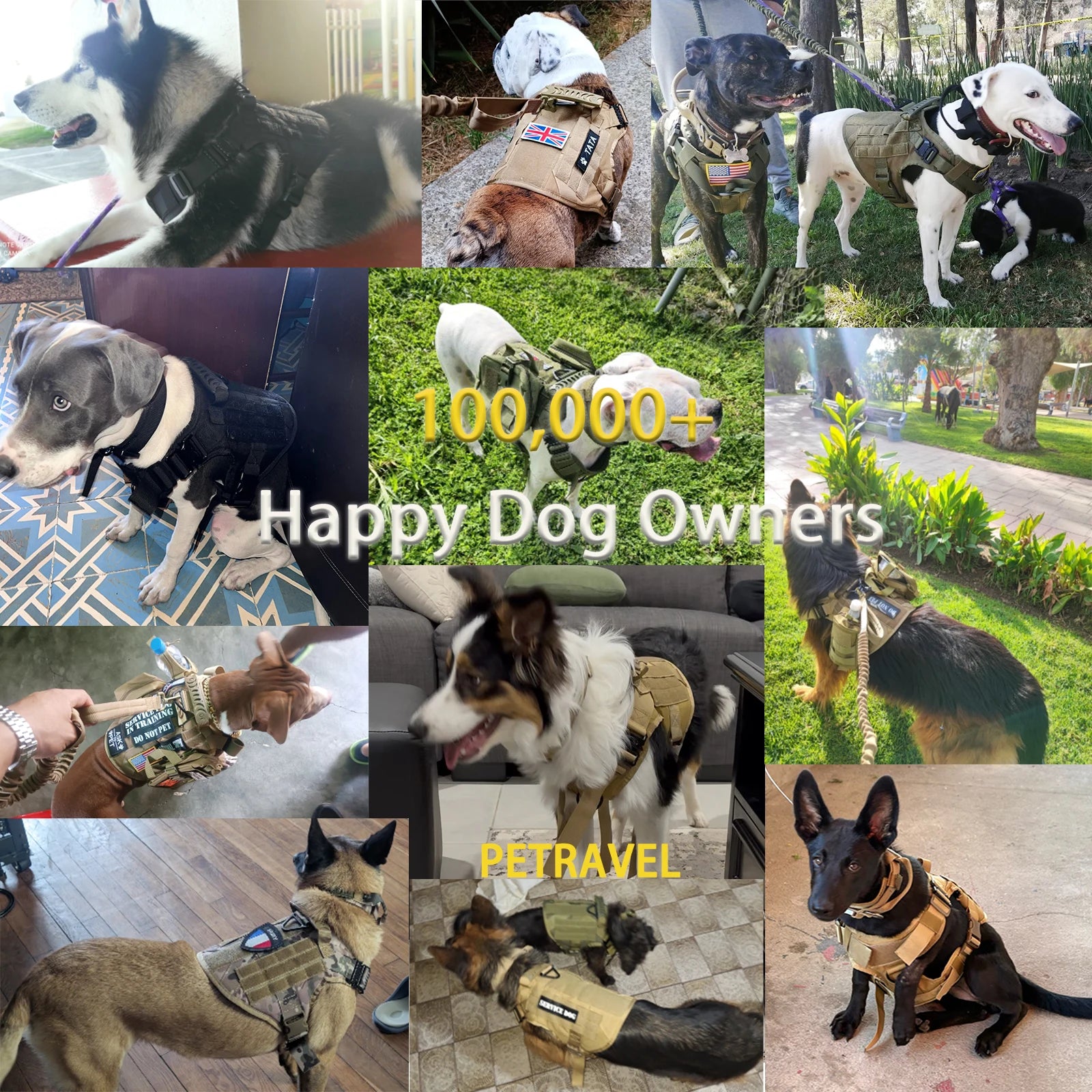 Tactical Dog Harness Collar Leash Pouches