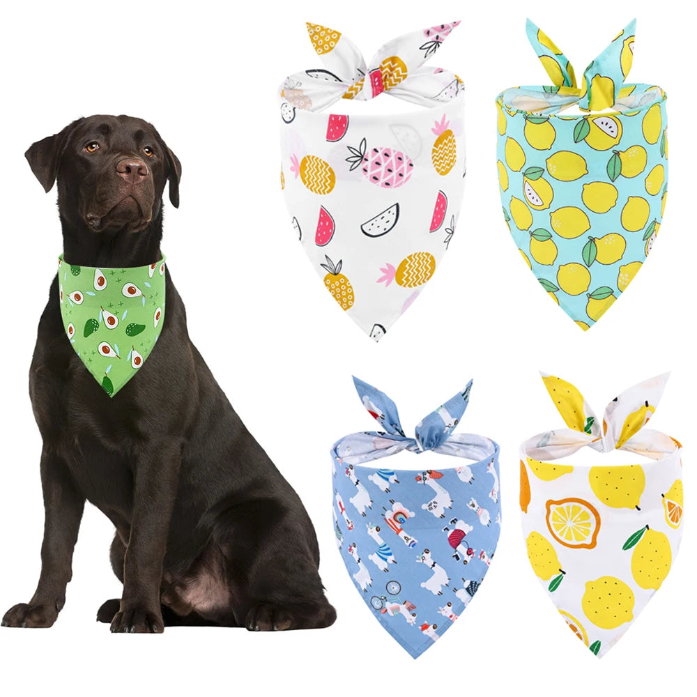 Dog Bandana Fruit Floral Spring Washable Soft Doggy Scarf