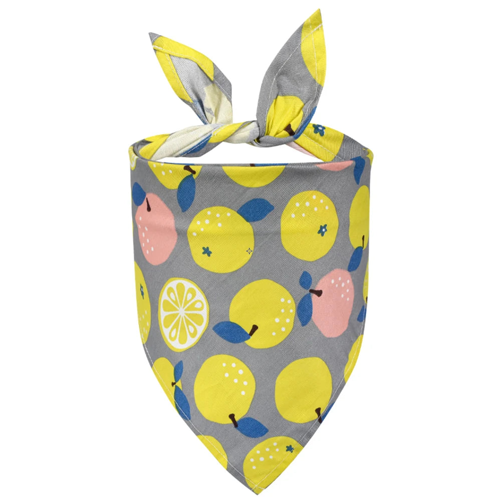Dog Bandana Fruit Floral Spring Washable Soft Doggy Scarf