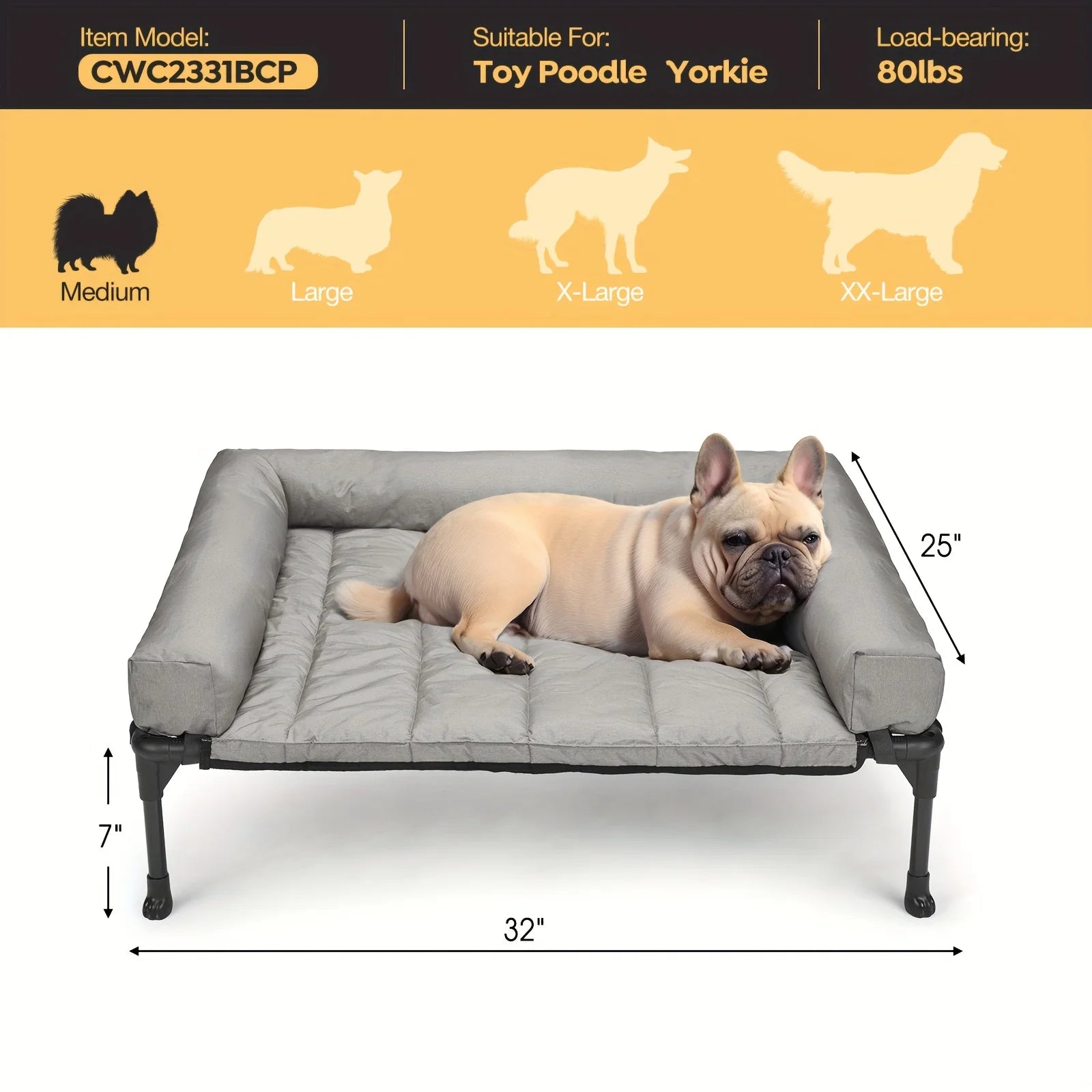 Cooling Elevated Dog Bed + Removable Pillow-Top Mat