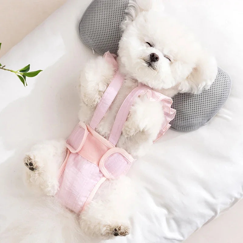 Suspender-Style Dog Sanitary Pants for Small & Medium Girl Dogs