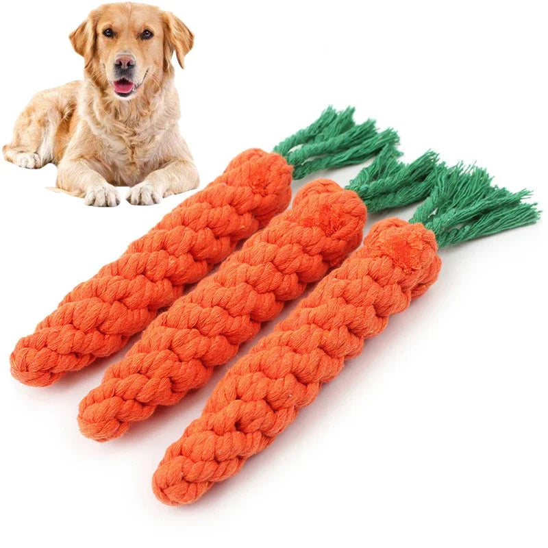 1pc Dog Toy Carrot Knot Rope Ball Cotton Rope Dumbbell
