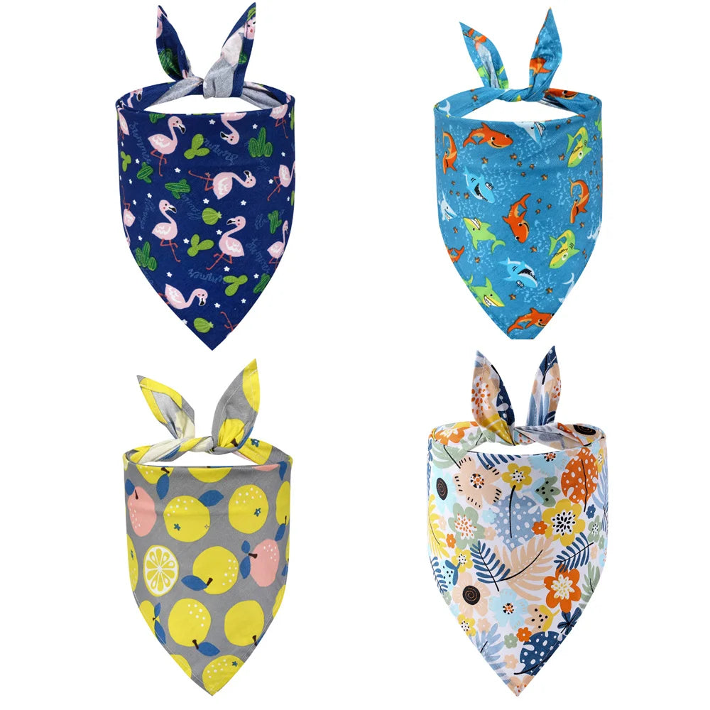 Dog Bandana Fruit Floral Spring Washable Soft Doggy Scarf
