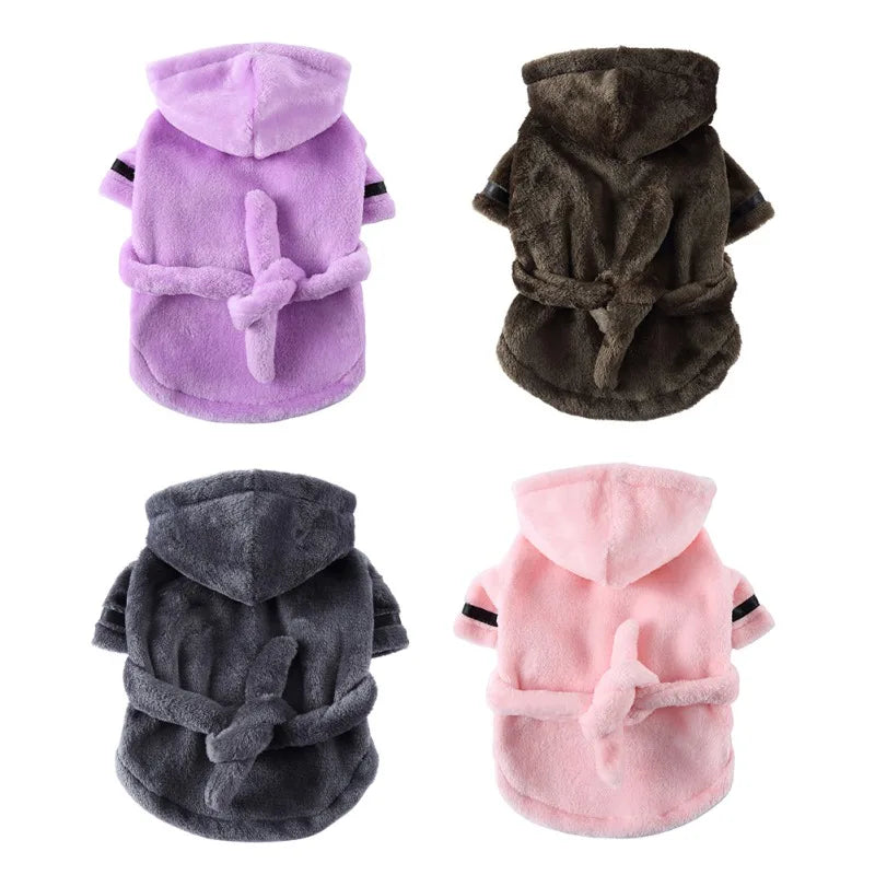 Pet Dog Bathrobe with Hooded Dog Pajamas