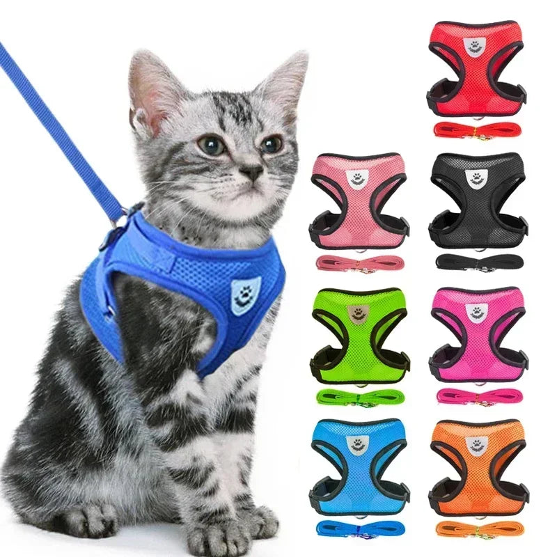 1pc-cat traction vest, walking leash, puppy dog collar
