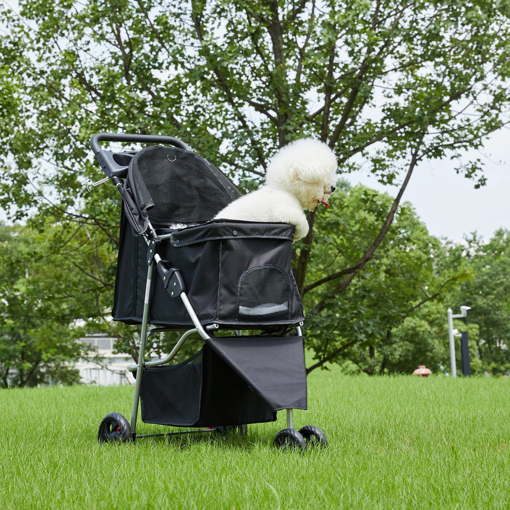 3 Wheels Foldable Pet Stroller for Small Dogs and Cats