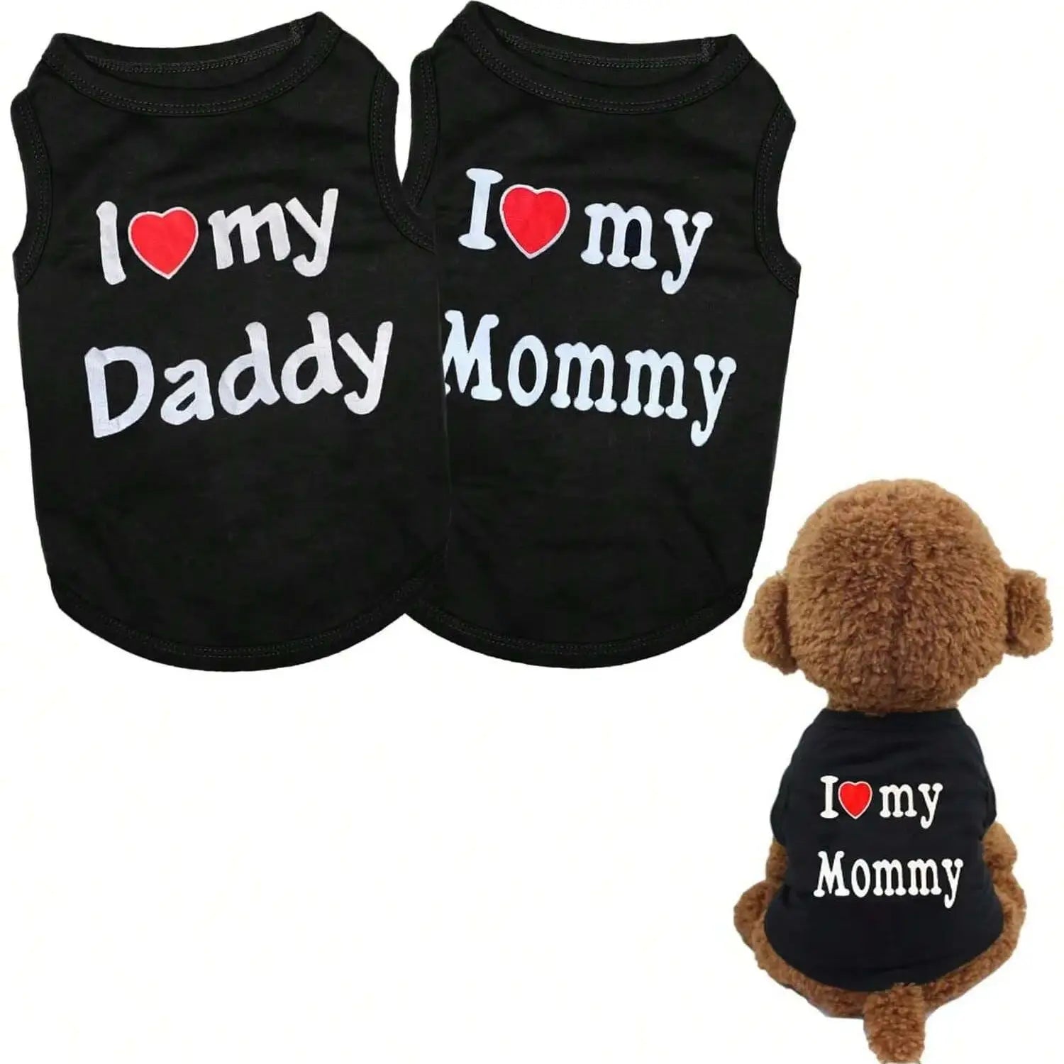 Pet Dog Vest T-Shirt I Love My Daddy Mommy Vest