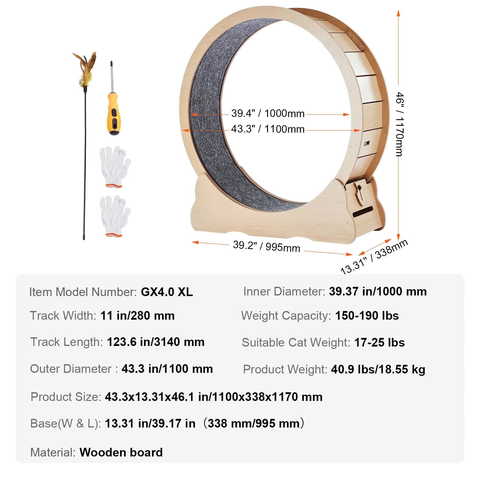 SucceBuy Wooden Cat Exercise Wheel
