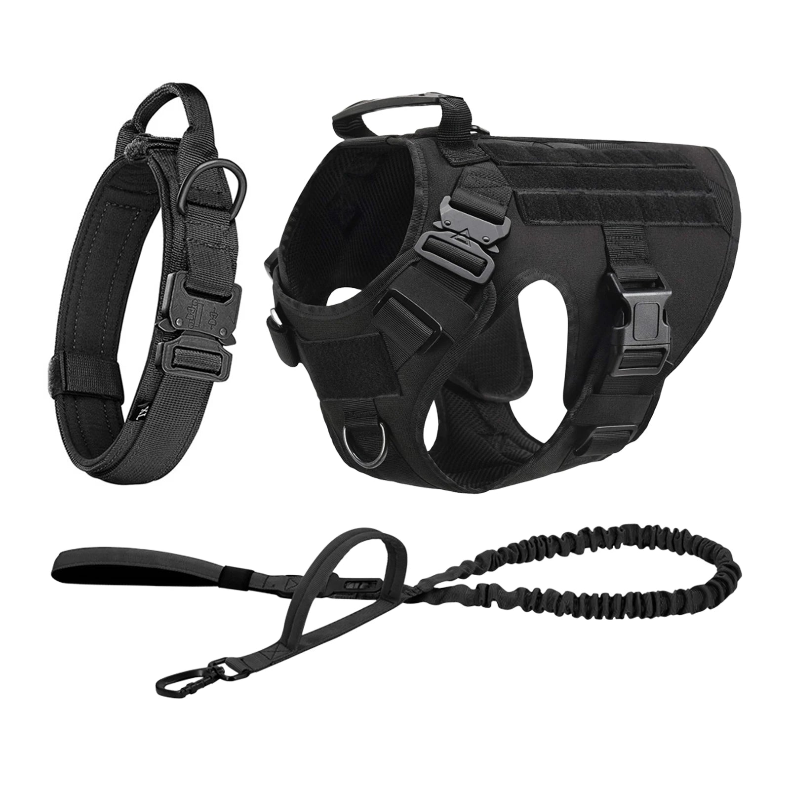 Tactical Dog Harness Collar Leash Pouches