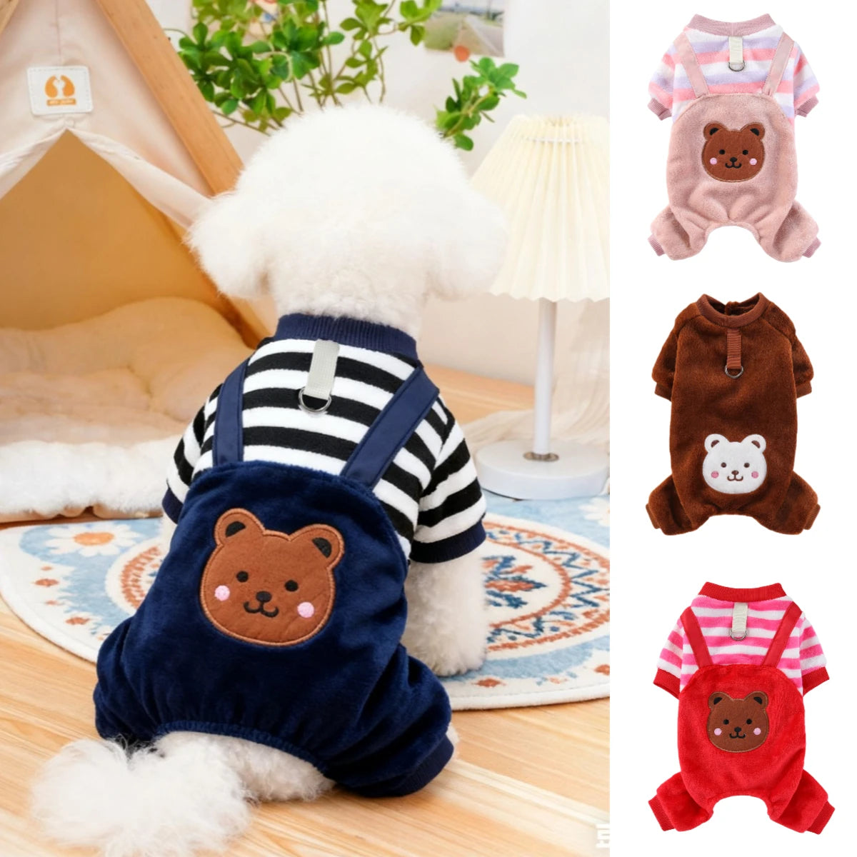 Autumn Winter Pet Dog Soft Fleece Clothes Warm Jumpsuit