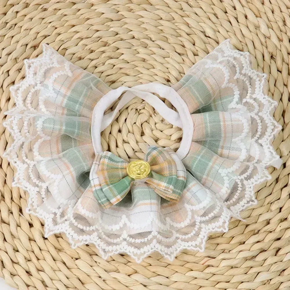 Cute Lace-edged Cat And Dog Collar with Bowtie