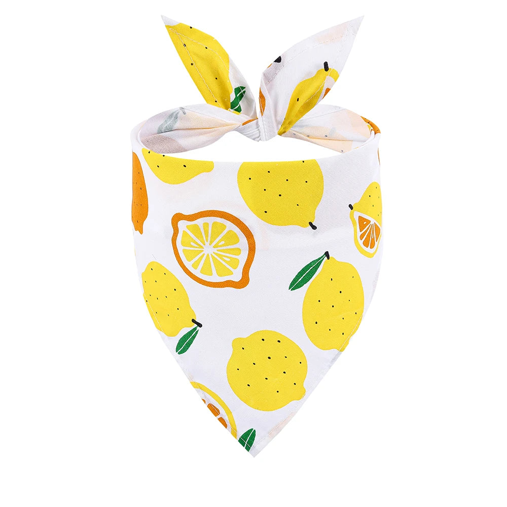 Dog Bandana Fruit Floral Spring Washable Soft Doggy Scarf