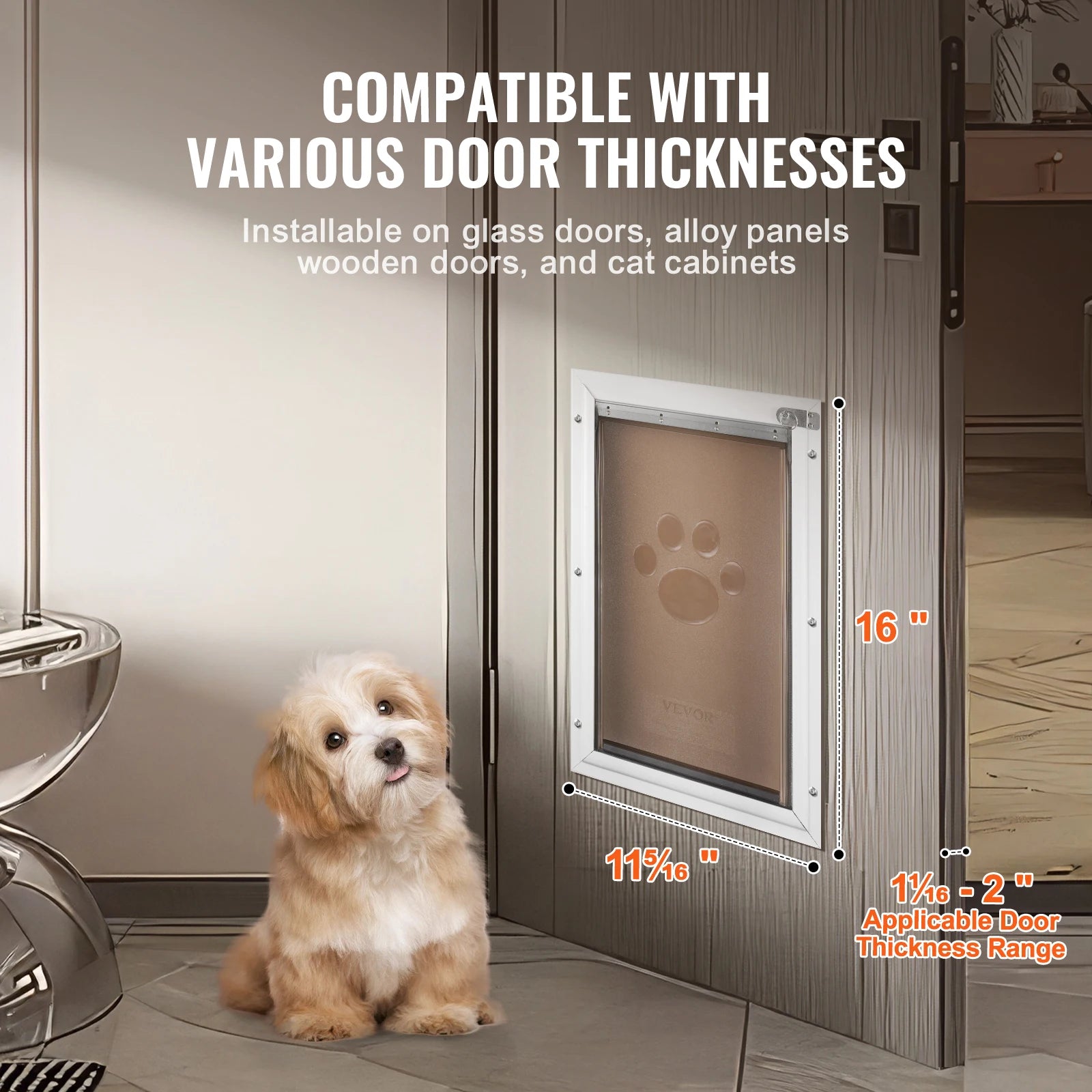 Pet Door Aluminum Frame with Lock and Flap System