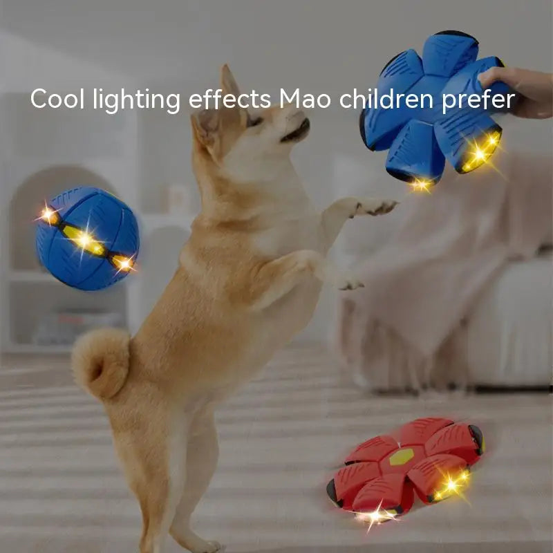 Dog toys Flying UFO Flat Throw Disc Ball With LED Light