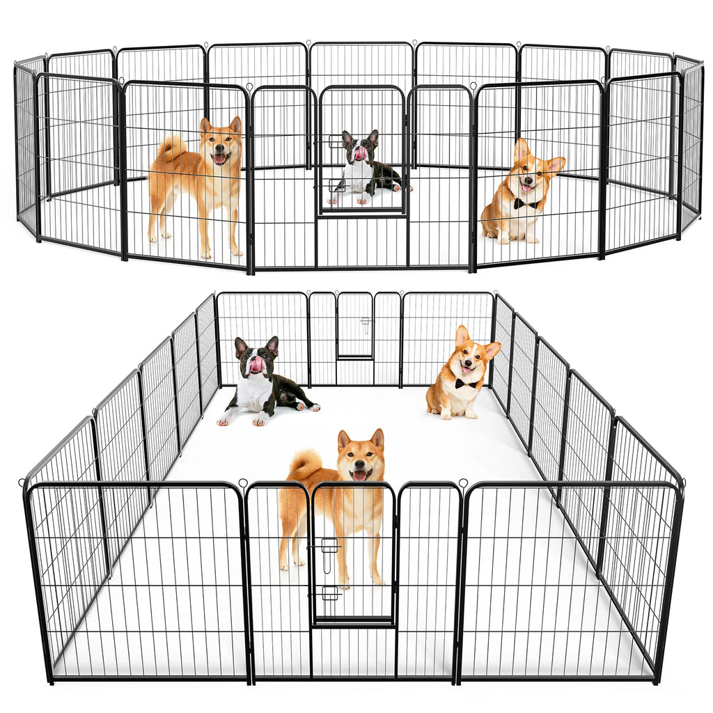16 Panels Dog Playpen Pet Fence Metal 24 Inch to 32 Inch Foldable